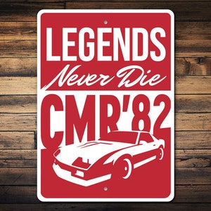 Legends Never Die Camaro 82 Sign, Chevy Camaro Decor, Man Cave Decor, Camaro Lover Gift, Retro Garage Sign - Quality Metal Sign