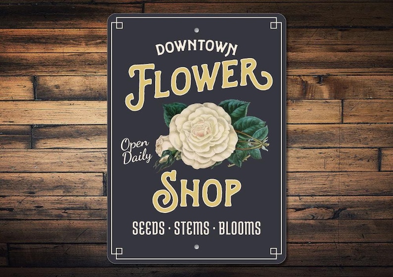 Flower Shop Sign, Florist Gift, Flower Lover Gift, Flower Shop Decor, Flower Market Sign, Gardener Gift, Metal Garden Sign Quality Metal image 1