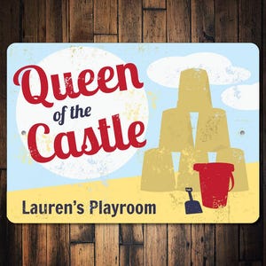 Sandcastle Sign, Sandcastle Decor, Sandcastle Gift, Beach Sand Sign, Custom Queen Sign, Castle Sign Playroom, Sand Boxes - Quality Aluminum