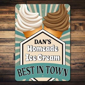 Custom Homemade Ice Cream Sign, Homemade Ice Cream, Custom Ice Cream, Cute Ice Cream, Ice Cream Store, Ice Cream Lover, Frozen Treat, Metal