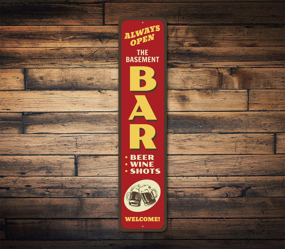 Basement Bar Sign, Vintage Bar Decor, Pub Beer Sign, Beer Lover Decor