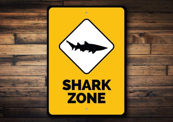 Shark Zone Signs, Shark Zone Sign, Shark Lovers, Ocean Decor, Shark Lover Decor , Ocean, Custom Ocean Sign - Quality Aluminum Shark Zones