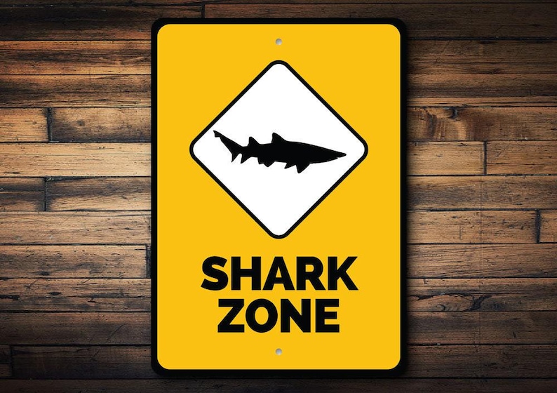 Shark Zone Signs, Shark Zone Sign, Shark Lovers, Ocean Decor, Shark Lover Decor , Ocean, Custom Ocean Sign - Quality Aluminum Shark Zones image 1
