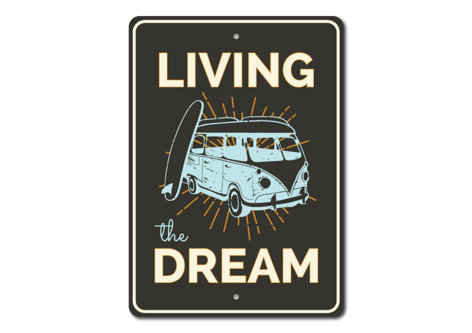Living the Dream Sign Beach Van Sign Van Decor Surfer Gift Etsy