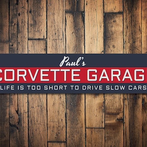 Corvette Garage Gift, Custom Sign for Dad's Corvette Sign, Chevy Garage Decor, Antique Chevy Car Collector Gift  - Quality Aluminum Sign