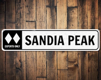 Double Diamond Experts Only Ski Sign, Personalized Peak Name Mountain Sign, Lodge Cabin Decor Skiing Decor - Quality Aluminum Slope Signs