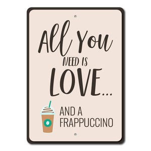 Kaffee Addict Geschenk, alles was du brauchst ist Liebe Zeichen, Kaffee Liebhaber Geschenk, Kaffee Liebhaber Zeichen, Frappuccino Zeichen, Kaffee Dekor Qualität Metalldekoration Bild 3