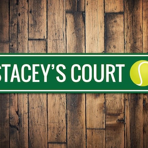 Tennis Court Sign, Personalized Tennis Player Kid Room Sign, Custom Tennis Ball Sports Child Playroom Decor - Quality Aluminum Sign Gifts