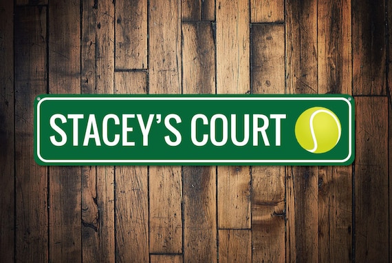 Tennis Court Sign, Personalized Tennis Player Kid Room Sign, Custom Tennis Ball Sports Child Playroom Decor - Quality Aluminum Sign Gifts