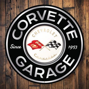 Corvette Garage Sign, Chevy Corvette, Car Shop Sign, Corvette Dad Gift, Racing Car Decor, C1 Corvette Gifts, Garage Metal Sign