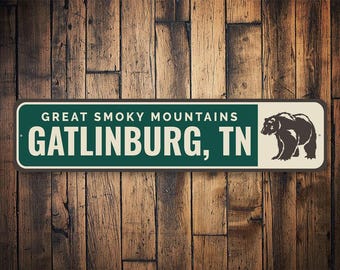 Cartello in alluminio Smoky Mountain, Cartello di localizzazione Smoky Mountain, Arredamento Smoky Mountain, Cartello per Gatlinburg, Cartello Gatlinburg Tennessee