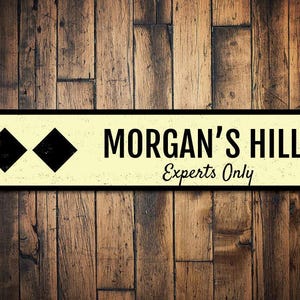 Double Black Diamond Experts Only Ski Sign, Personalized Skiing Lover Ski Pro Name Gift, Custom Lodge Decor, Metal Lodge - Quality Aluminum