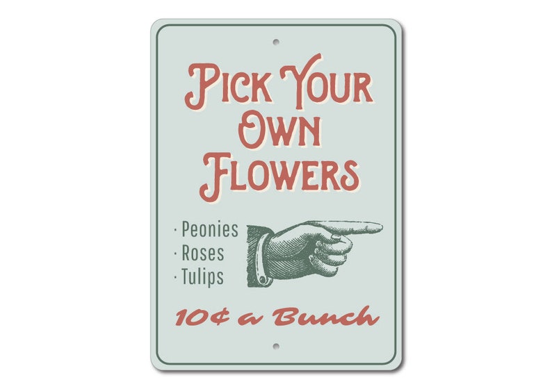 Flower Picking Sign, Flower Love Gift, Flower Garden Sign, Flower Garden Decor, Pointing Hand Sign, Flower Decor, Pick Flower, Quality Metal image 3