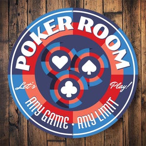 Poker Room Sign, Poker Wall Decor, Poker Sign, Poker Gift, Game Room Decor, Poker Player Gift, Home Decor, Man Cave Decor - Round Metal Sign