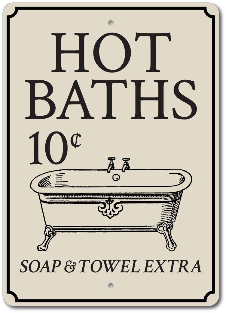 Hot Baths Sign Hot Baths Decor Bath Tub Sign Bath Tub | Etsy