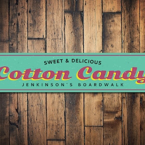 Cotton Candy Sign, Personalized Boardwalk Location Sign, Custom Family Name Beach House Sign, Candy Lover Sign, Candy - Quality Aluminum