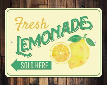 Fresh Lemonade Sign, Lemon Decor, Lemonade Decor, Lemon Lover Gift, Lemon Kitchen Sign, Sold Here Sign, Lemon Gift, Quality Metal Lemonade