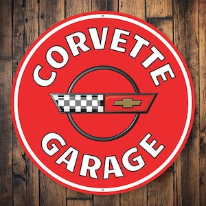 Corvette Garages, Corvette Owners, Dads Corvette, Vette Garage, Garage Decor, Decor For Grandpas Garage, Dads Vette Sign- Metal Round Sign