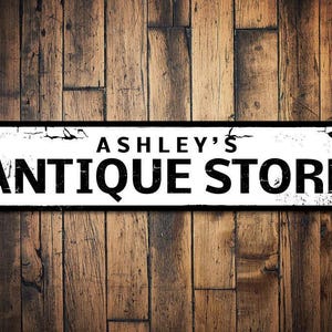 Antique Store Sign, Personalized Shop Name Sign, Antique Lover Gift, Metal Home Decor, Custom Store Decor - Quality Aluminum Antique Store