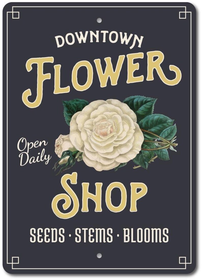 Flower Shop Sign, Florist Gift, Flower Lover Gift, Flower Shop Decor, Flower Market Sign, Gardener Gift, Metal Garden Sign Quality Metal image 2