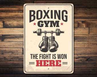Boxing Gym Sign, Boxing Wall Decor, Boxing Training Sign, Retro Boxing Sign, Home Gym Decor, Boxing Club Sign, Boxing Gift - Metal Sign