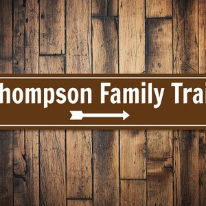 Trail Sign, Custom Family Trail Arrow Sign, Family Name Sign, Trail Lover Sign, Custom Metal Lake House Sign - Quality Aluminum Decoration