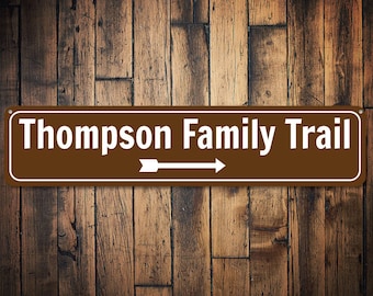 Trail Sign, Custom Family Trail Arrow Sign, Family Name Sign, Trail Lover Sign, Custom Metal Lake House Sign - Quality Aluminum Decoration