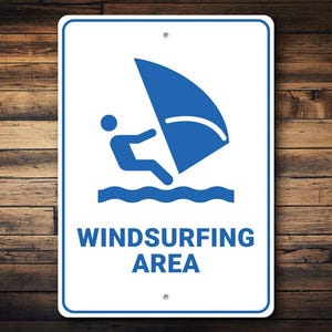 Wind Surfing Sign, Wind Surfing Here, Wind Surf, Wind Surf Gift, Surf Beach Decor , Beach, Custom Ocean Sign - Quality Aluminum Windsurfing