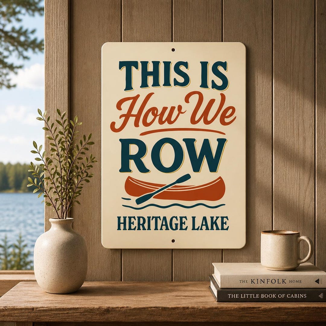 Row Boating Sign Personalized Rowing Metal Sign, Custom Lake Name Sign, Canoe Decor ...