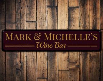 Wine Bar Sign, Personalized Wine Lover Sign, Custom Bar Sign, Metal Bar Decor, Wine Decor, Bar Name Sign - Quality Aluminum ENS1001171