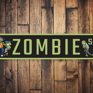 Zombie St Sign, Zombie Lovers, Zombie Decor, Decor For Zombies, Zombie Zone, Zombies Here, Zombie Sign Decor - Quality Aluminum Decoration