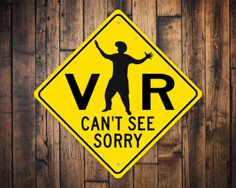 Divertente cartello VR, cartello per giochi VR, arredamento da gioco, gioco VR, cartello per realtà virtuale, regalo divertente Vr, cartello per giochi VR per bambini, cartello per bambini, zona di gioco