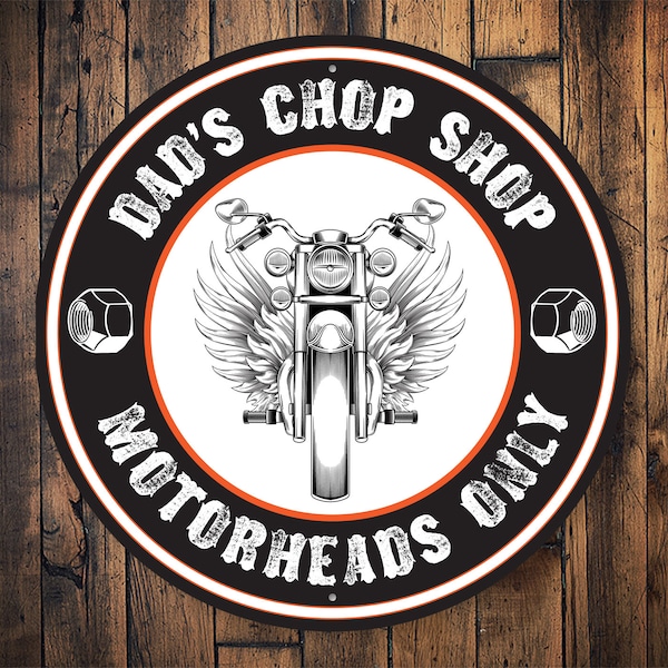 Dad's Chop Shop Sign, Chop Shop Sign, Sign For Chopper, Chopper Garage, Dads Decor, Motorcycle Decor, Decor For Bikers, Biker - Metal Sign