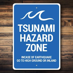 Tsunami Zone Sign, Tsunami Waves Zone, Tsunami Area Sign, Surf Lovers, Surfing Metal Decor, Custom Ocean Sign - Quality Aluminum Big Waves