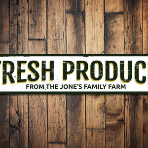 Fresh Produce Sign, Personalized Farm Sign, Custom Farmer Market Sign, Family Farm Decor, Metal Produce Decor, Fresh Food - Quality Aluminum