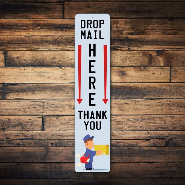Drop Mail Here Sign, Cute Office Decor, Mail Office Sign, Vertical Mail Sign, Gift For Home, Shop Front Sign, Sign For Mail Carrier