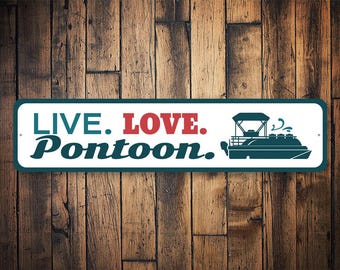 Live Love ponton metalen bord - Lake Life decor - cadeau vaarliefhebber - bord nautische cabine - kunst aan de muur pontonliefhebbers