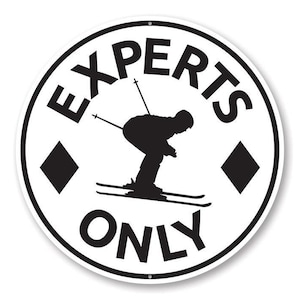 Experts Only Sign, Expert Skiing Sign, Black Diamond Slopes, Diamond Slope Sign, Pro Skiing, Ski Station Sign, Ski Cabin Decor - Metal Sign