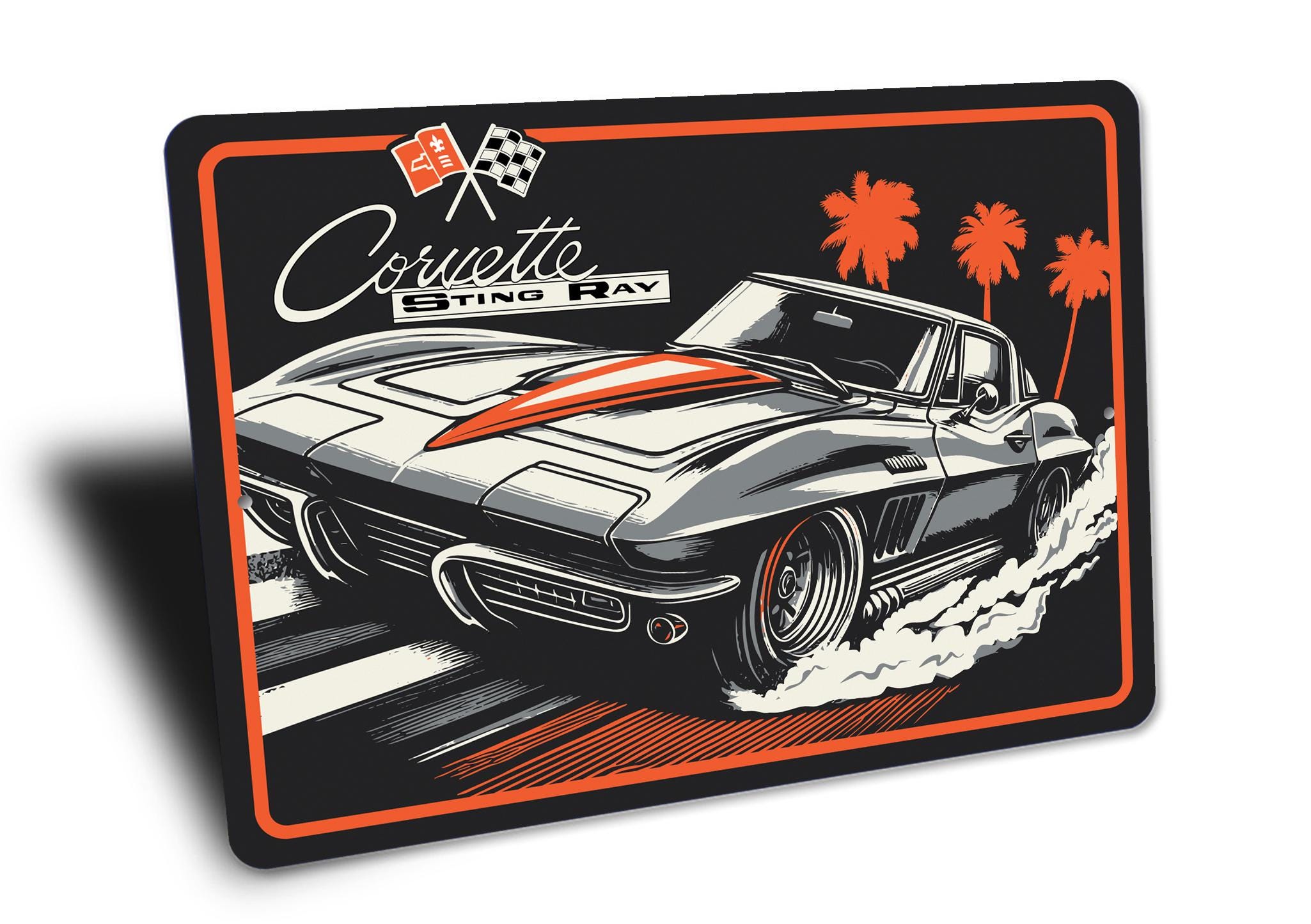 Corvette Stingray Sign, Corvette Wall Decor, Classic Car Sign, Corvette ...