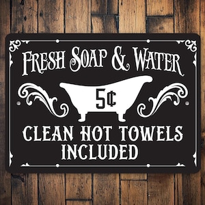Fresh Soap & Water Sign, Fresh Bath Sign, Vintage Bath Sign, Bathroom Decor, Antique Look For Bathroom, Bathroom Ideas, Bathroom Signs