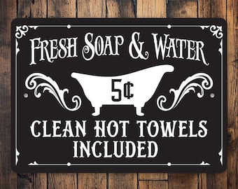 Fresh Soap & Water Sign, Fresh Bath Sign, Vintage Bath Sign, Bathroom Decor, Antique Look For Bathroom, Bathroom Ideas, Bathroom Signs