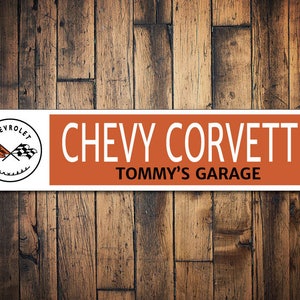 Dad Car Lover Gift, Custom Father Sign, Chevy Corvette Sign, Corvette Garage Decor, Corvette Flags Sign - Quality Aluminum Sign Chevy Cars