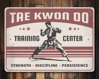 Taekwondo Sign, Martial Arts Decor, Taekwondo Training, Karate Studio Decor, Taekwondo Center, Taekwondo Gift, Dojo Sign - Metal Sign