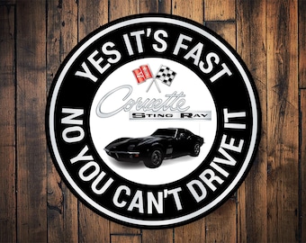 Stingray Corvette Circle Sign, Gift For Corvette, Corvette Lover Gift, Chevy Corvette Gift, Corvette Decor, Corvette Garage Gift, Corvette