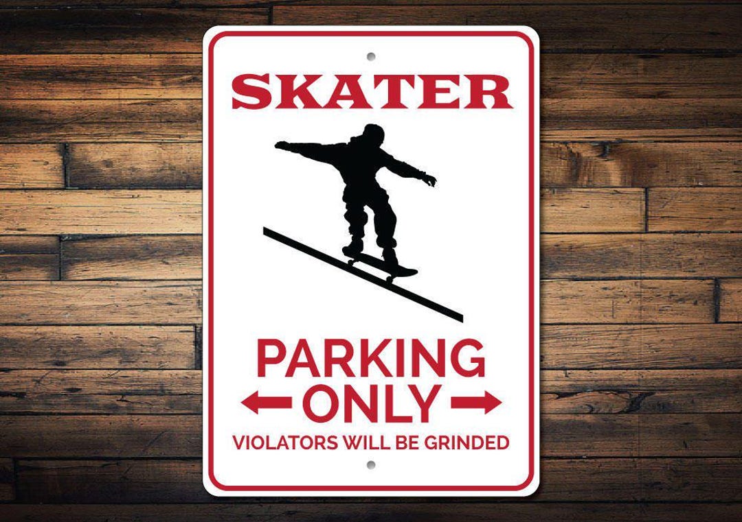 Skater Parking Sign, Skater Sign, Skater Gift for Skater Wall Decor ...