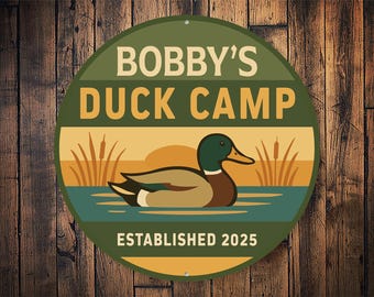 Custom Duck Camp Sign, Duck Camp Decor, Personalized Name, Established Sign, Waterfowl Decor, Duck Hunter Gift, Duck Season Gift, Metal Sign