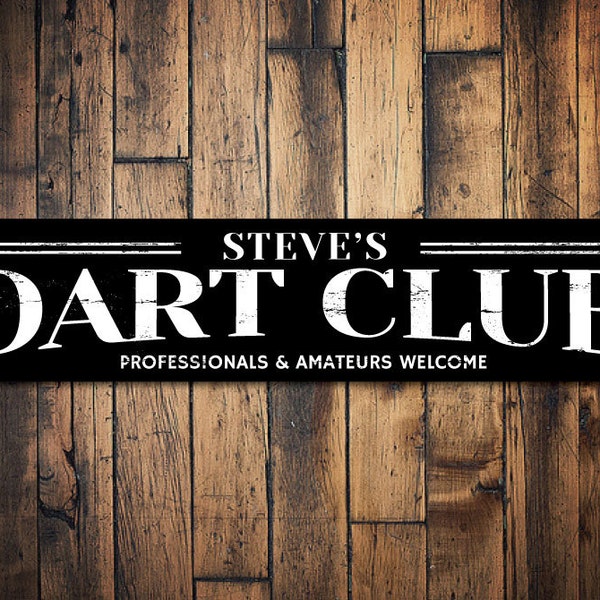 Dart Club Sign, Personalized Gamer Name Man Cave Sign, Professionals & Amateurs Welcome Game Room Decor, Game Decor Sign - Quality Aluminum