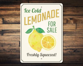 Lemonade Decor, Ice Cold Lemonade Sign, Lemon Decor, Lemon Lover Sign, Lemon Kitchen Decor, Lemonade Stand Sign, Quality Metal Lemonade Sign