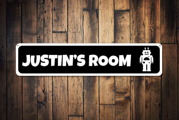Robot Sign, Custom Children Kid Room Sign, Robot Lover Sign, Child Room Decor, Personalized Metal Wall Decor - Quality Aluminum Room Decor