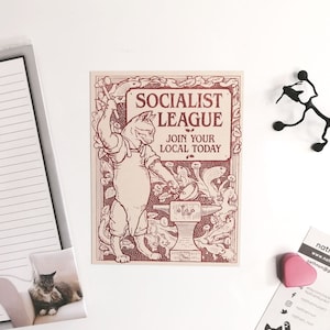 Lega Socialista - Stampa magnetica formato cartolina con gatto sovietico